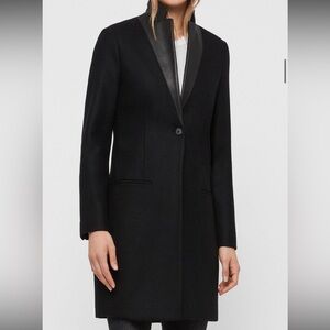 NEW ALLSAINTS Leni Lea STUNNING Wool coat with Lamb Leather-Trim